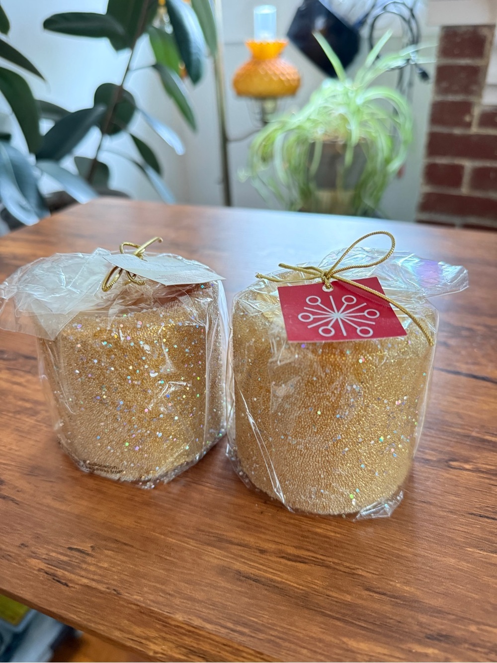 Kohl's Gold Glitter Decorative candle holiday Pair